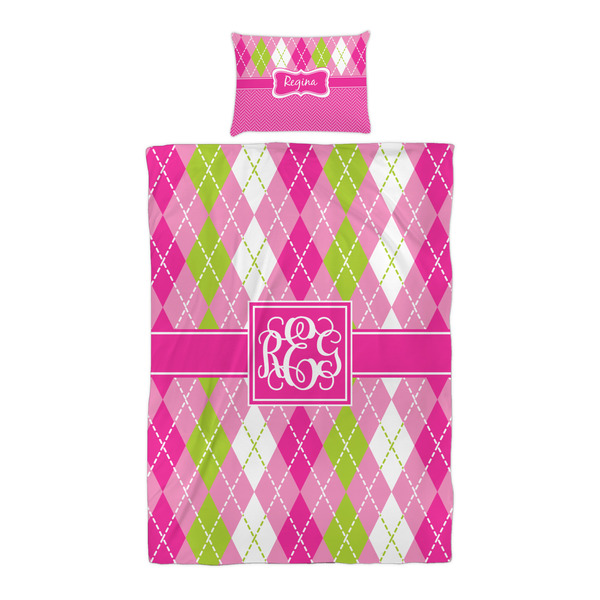 Pink & Green Argyle Duvet Cover Set - Twin XL - Alt Approval