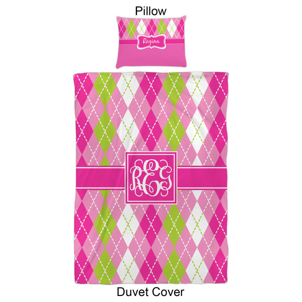 Pink & Green Argyle Duvet Cover Set - Twin XL - Approval
