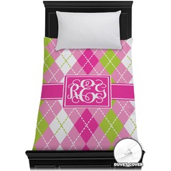 Pink & Green Argyle Duvet Cover - Twin (Personalized)