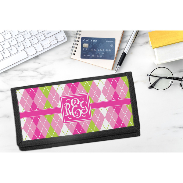 Pink & Green Argyle DyeTrans Checkbook Cover - LIFESTYLE