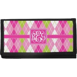 Pink & Green Argyle Canvas Checkbook Cover (Personalized)