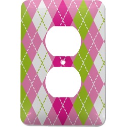 Pink & Green Argyle Electric Outlet Plate (Personalized)