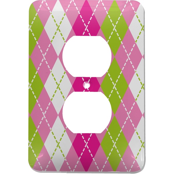 Custom Pink & Green Argyle Electric Outlet Plate
