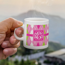 Pink & Green Argyle Single Shot Espresso Cup - Single (Personalized)