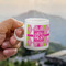 Pink & Green Argyle Espresso Cup - 3oz LIFESTYLE (new hand)