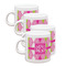 Pink & Green Argyle Espresso Cup Group of Four Front