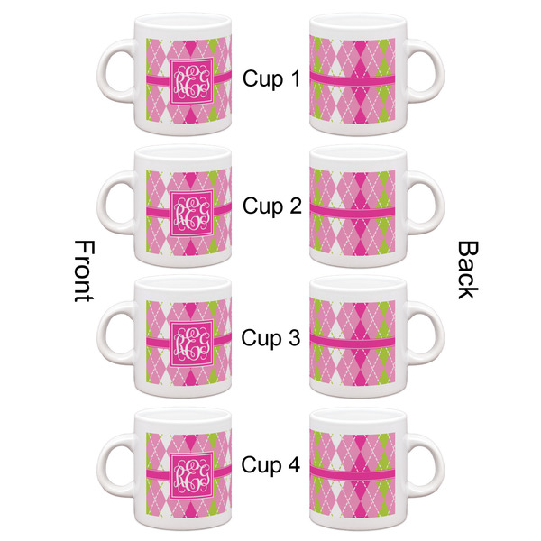 Pink & Green Argyle Espresso Cup Set of 4 - Apvl