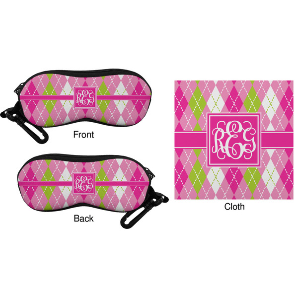 Pink & Green Argyle Eyeglass Case & Cloth (Approval)