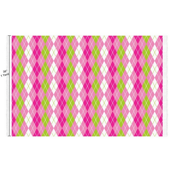 Pink & Green Argyle Fabric Full Yard