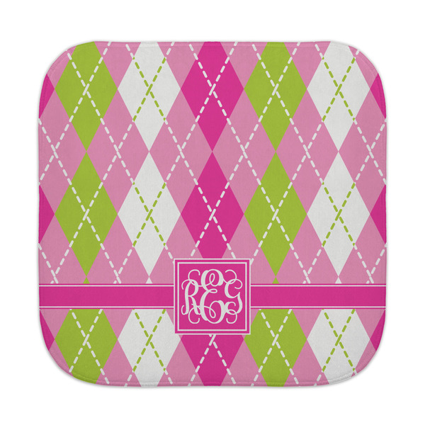 Custom Pink & Green Argyle Face Towel (Personalized)