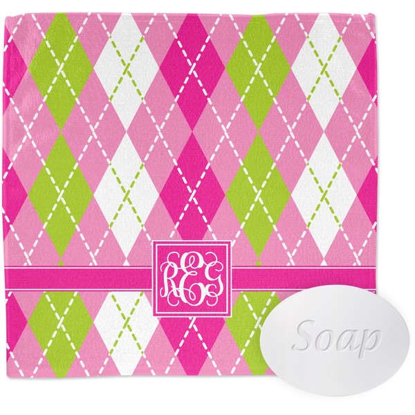 Custom Pink & Green Argyle Washcloth (Personalized)
