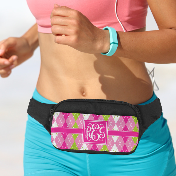 Pink & Green Argyle Fanny Packs - LIFESTYLE