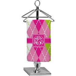 Pink & Green Argyle Finger Tip Towel - Full Print (Personalized)