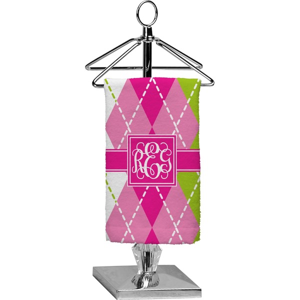 Custom Pink & Green Argyle Finger Tip Towel - Full Print (Personalized)
