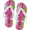 Pink & Green Argyle Flip Flops - Small (Personalized)