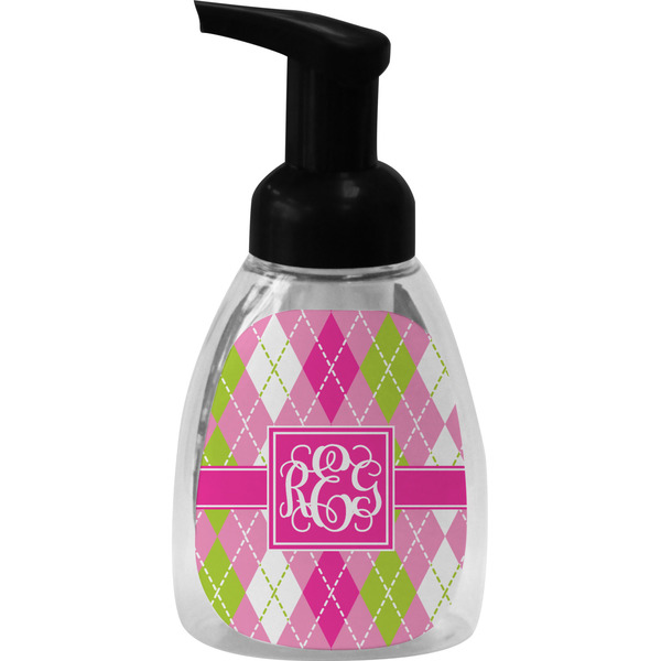 Custom Pink & Green Argyle Foam Soap Bottle (Personalized)
