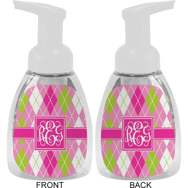Pink & Green Argyle Foam Soap Bottle Approval - White