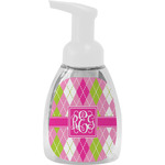 Pink & Green Argyle Foam Soap Bottle - White (Personalized)