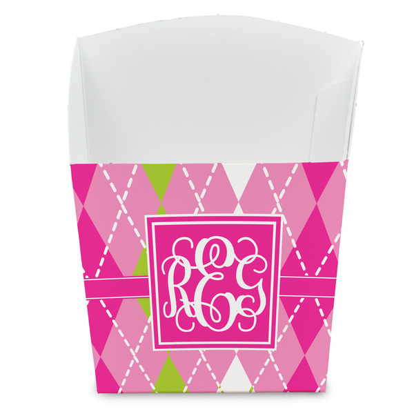 Custom Pink & Green Argyle French Fry Favor Boxes (Personalized)