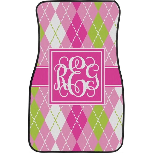 Pink & Green Argyle Custom Car Floor Mats (Front Seat)
