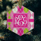 Pink & Green Argyle Frosted Glass Ornament - Hexagon (Lifestyle)