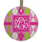 Pink & Green Argyle Frosted Glass Ornament - Round