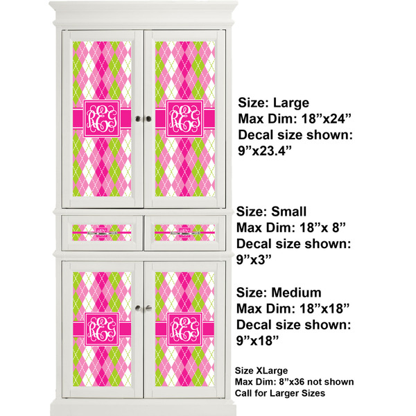 Pink & Green Argyle Full Cabinet (Show Sizes)
