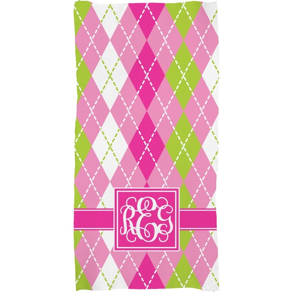Pink & Green Argyle Full Sized Bath Towel - Apvl