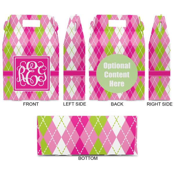 Pink & Green Argyle Gable Favor Box - Approval