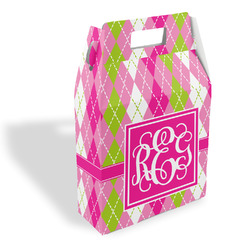 Pink & Green Argyle Gable Favor Box (Personalized)