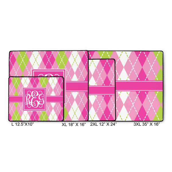 Pink & Green Argyle Gaming Mats - SIZE CHART