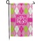 Pink & Green Argyle Small Garden Flag - Double Sided w/ Monograms