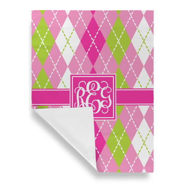 Pink & Green Argyle Garden Flags - Large - Single Sided - FRONT FOLDED