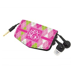 Pink & Green Argyle Genuine Leather Cord Wrap (Personalized)