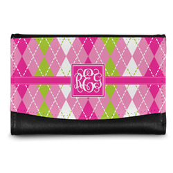 Pink & Green Argyle Genuine Leather Women's Wallet - Small (Personalized)