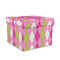 Pink & Green Argyle Gift Boxes with Lid - Canvas Wrapped - Medium - Front/Main