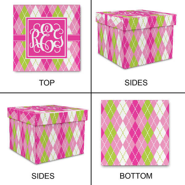 Pink & Green Argyle Gift Boxes with Lid - Canvas Wrapped - XX-Large - Approval