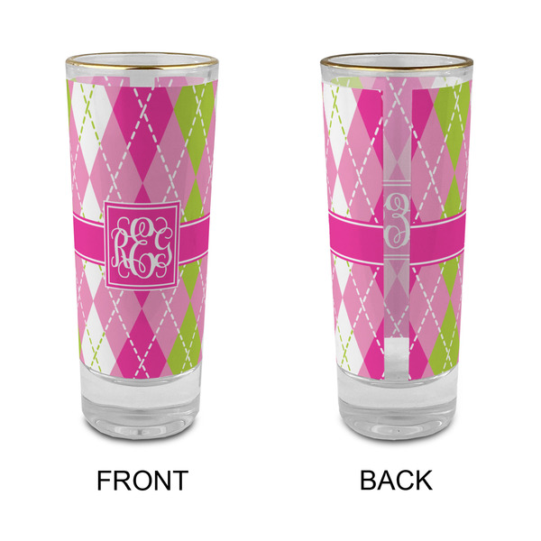 Pink & Green Argyle Glass Shot Glass - 2 oz - Single - APPROVAL