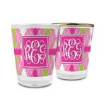 Pink & Green Argyle Glass Shot Glass - 1.5 oz (Personalized)