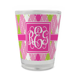 Pink & Green Argyle Glass Shot Glass - 1.5 oz - Single (Personalized)