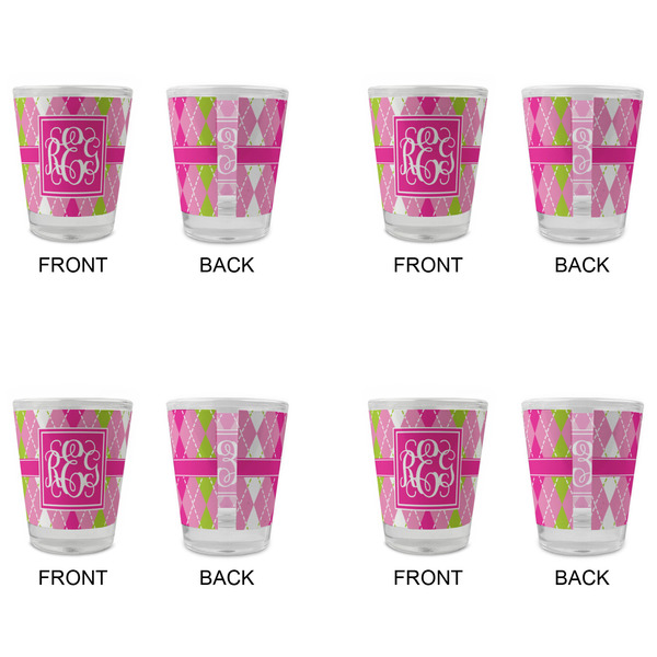 Pink & Green Argyle Glass Shot Glass - Standard - Set of 4 - APPROVAL