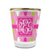 Pink & Green Argyle Glass Shot Glass - With gold rim - FRONT