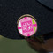 Pink & Green Argyle Golf Ball Marker Hat Clip - Gold - On Hat