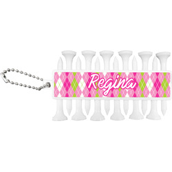 Pink & Green Argyle Golf Tees & Ball Markers Set (Personalized)