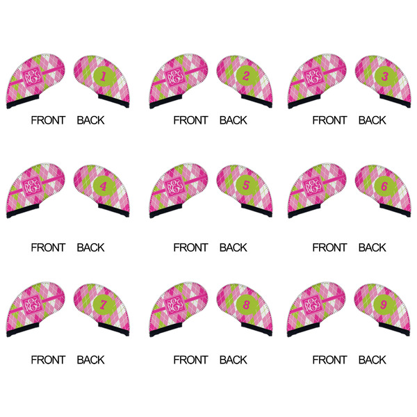 Pink & Green Argyle Golf Club Covers - APPROVAL (set of 9)