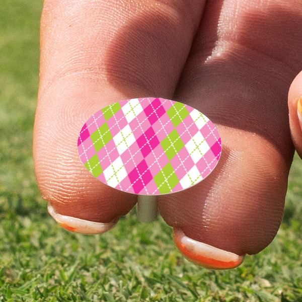 Pink & Green Argyle Golf Tees & Ball Markers Set - Marker
