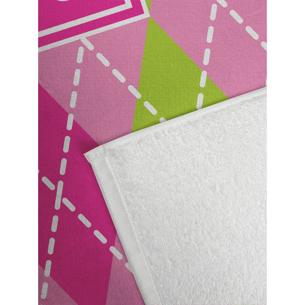 Pink & Green Argyle Golf Towel - Detail