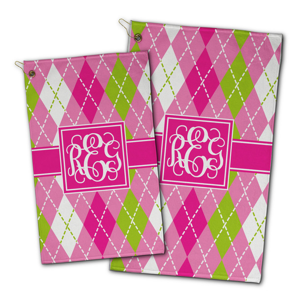 Pink & Green Argyle Golf Towel - PARENT (small and large)