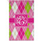 Pink & Green Argyle Golf Towel - Poly-Cotton Blend - Small w/ Monograms