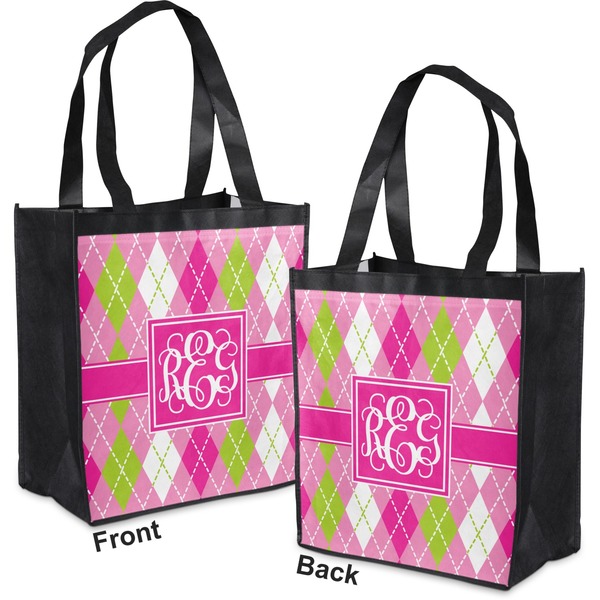 Pink & Green Argyle Grocery Bag - Apvl